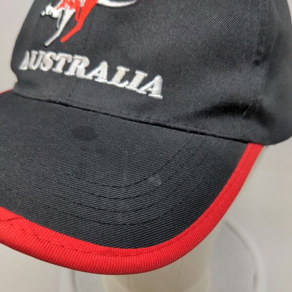 Australia Kangaroo Strapback Hat Black One Size Embroidered 6 Panel - Picture 3 of 10
